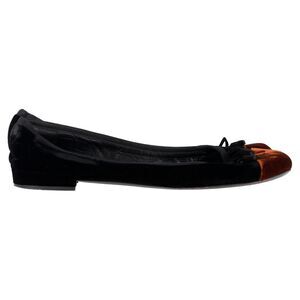Prada Bow Cap-Toe Ballet Flats in Black Velvet